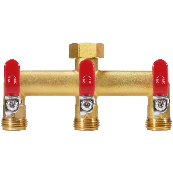 MOEPISY Garden Hose Splitter, 3/4 in. Rust and Freeze Resistant Brass 3 ...