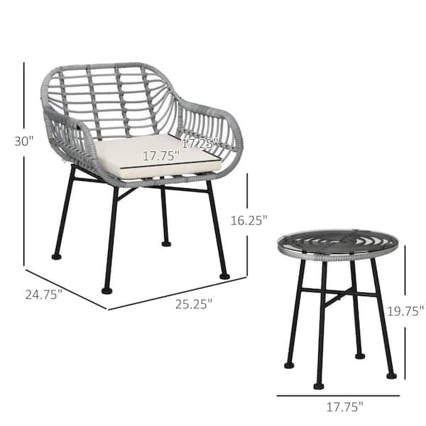 Misopily Modern Style Gray 3-Piece Metal Round Outdoor