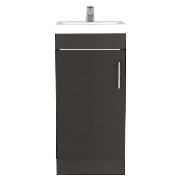 Aoibox 15.75 in. W x 12.99 in. D x 34.65 in. H Freestanding Single Sink Bath Vanity in Black with White Sophisticated Top
