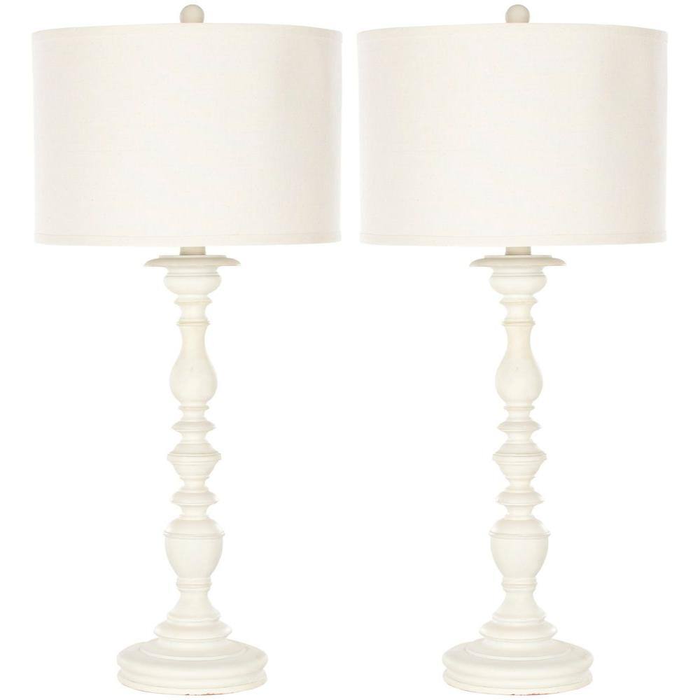 SAFAVIEH Mamie 32.5 in. Cream Candlestick Table Lamp with Off-White ...