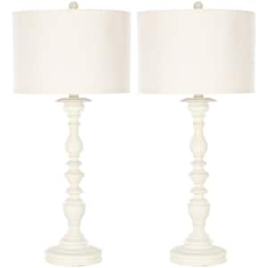 Mamie 32.5 in. Cream Candlestick Table Lamp with Off-White Shade (Set of 2)