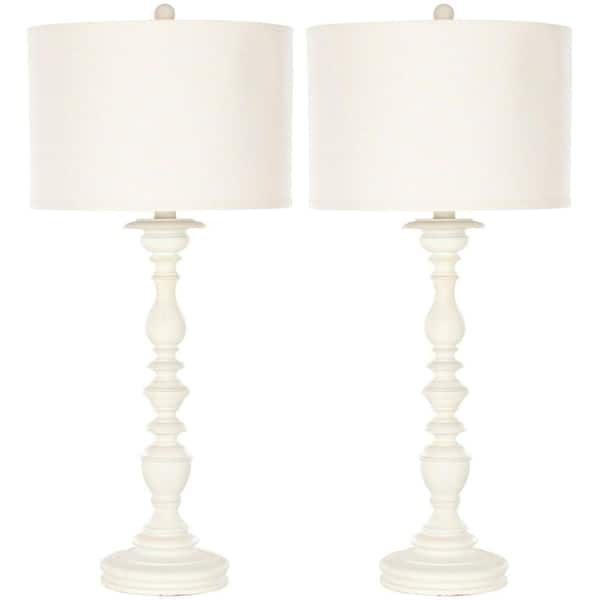 SAFAVIEH Mamie 32.5 in. Cream Candlestick Table Lamp with Off-White Shade (Set of 2)