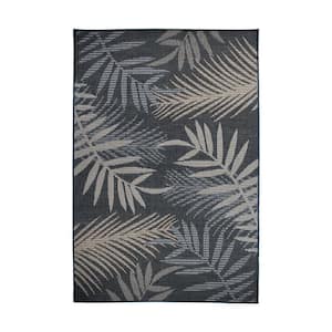Blue 5 ft. x 7 ft. Bahama Palm Frond Indoor/Outdoor Area Rug