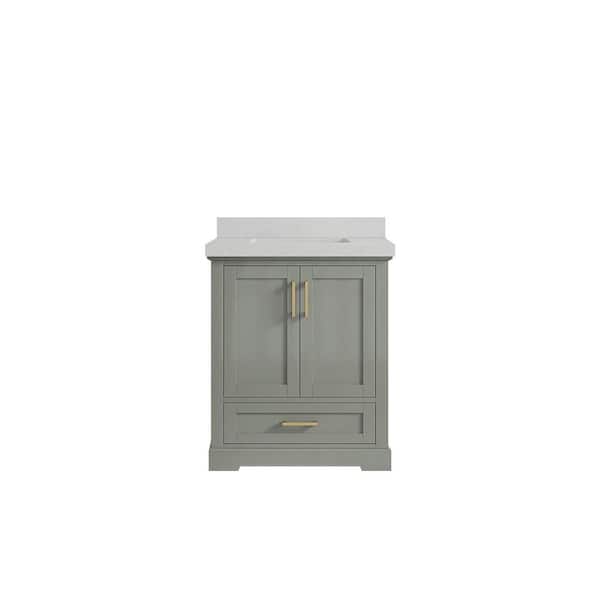 Willow Collections Boston 30 in. W x 22 in. D x 36 in. H Bath Vanity in Evergreen with 2 in. Carrara Quartz Top