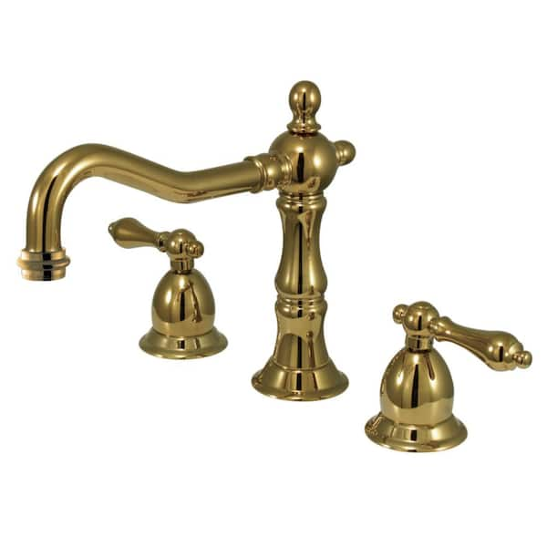 Kingston Brass Heritage 8 in. Widespread 2-Handle Bathroom Faucet in Polished Brass