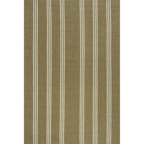 RUGS USA Hawthorn Striped Wool Olive Green 4 ft. x 6 ft. Indoor/Outdoor Patio Area Rug