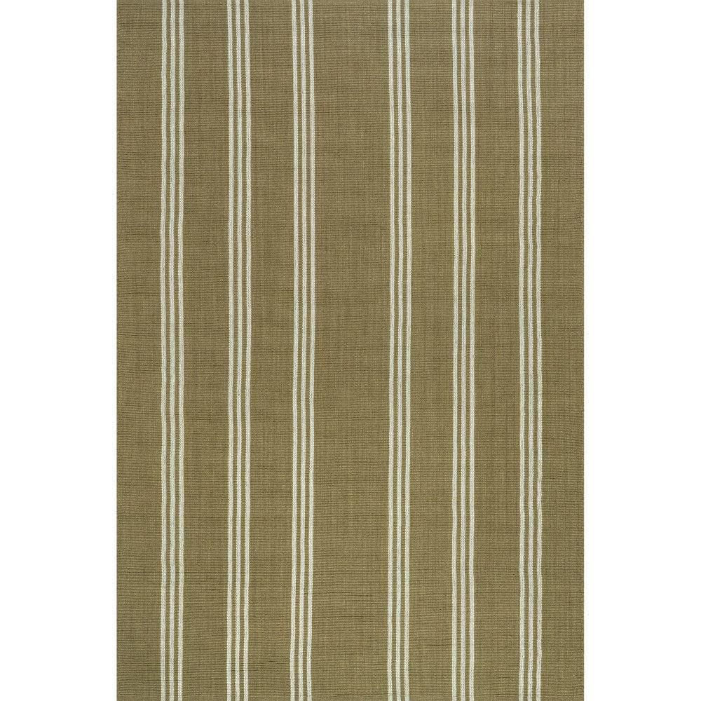 Handmade Olive Green Wool Rectangular Striped Area Rug 4' x 6'