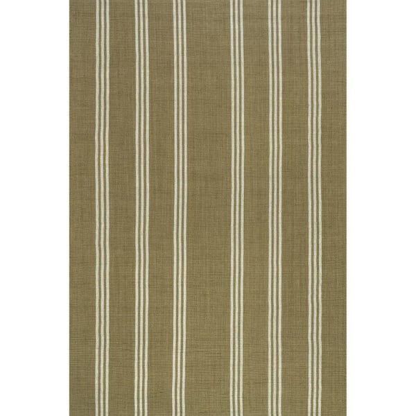 Hawthorn Striped Wool Olive Green 8 ft. x 10 ft. Indoor/Outdoor Patio Area Rug