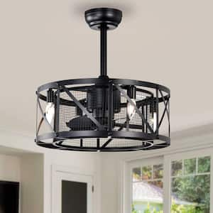 20 in. Indoor Matte Black Ceiling Fan with Remote, Timer, Sloped Ceiling Available (Not Include Bulbs)