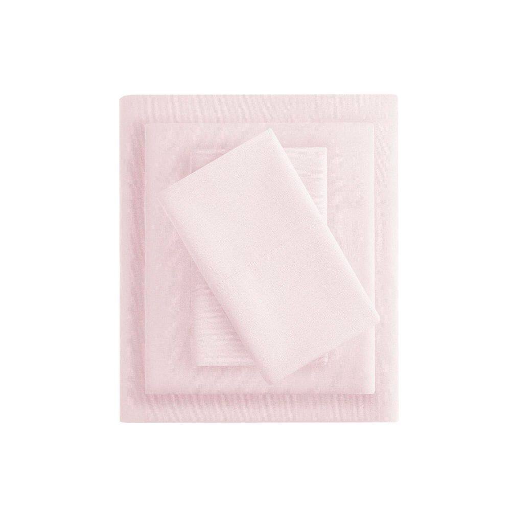 Blush Twin Solid Microfiber Sheet Set with Pillowcase