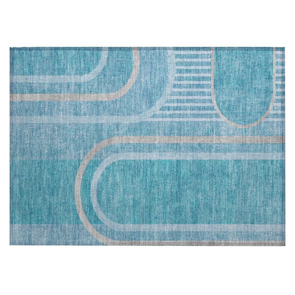 Teal 2 ft. x 3 ft. Woven Abstract Polyester Rectangle Indoor/Outdoor Area Rug price history on PriceWatchPro