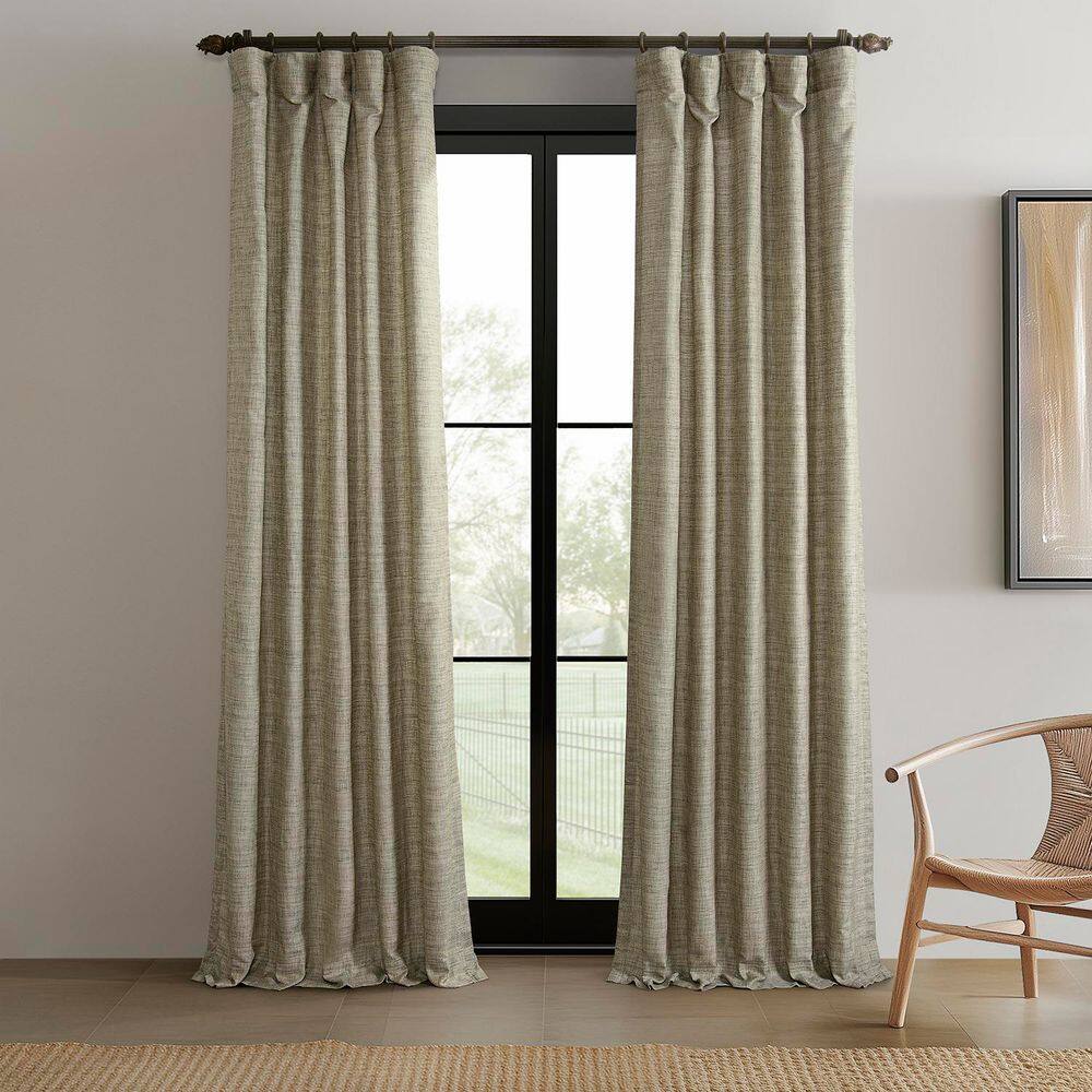 Grey Gray Raw Linen Weave 50 in. W x 108 in. L Rod Pocket Light Filtering Curtain Pair (Set of 2) price history on PriceWatchPro