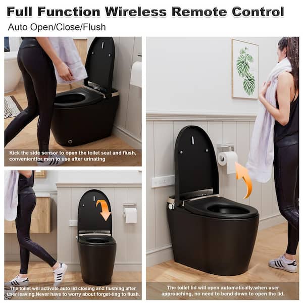 GIVING TREE Smart Toilet Bidet GTAD1105MB - 1.28 GPF Elongated with Auto Flush, Heated Seat, Matte Black