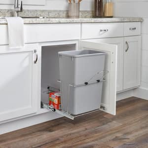 Gray 32 qt. Universal Waste Container with Rear Basket