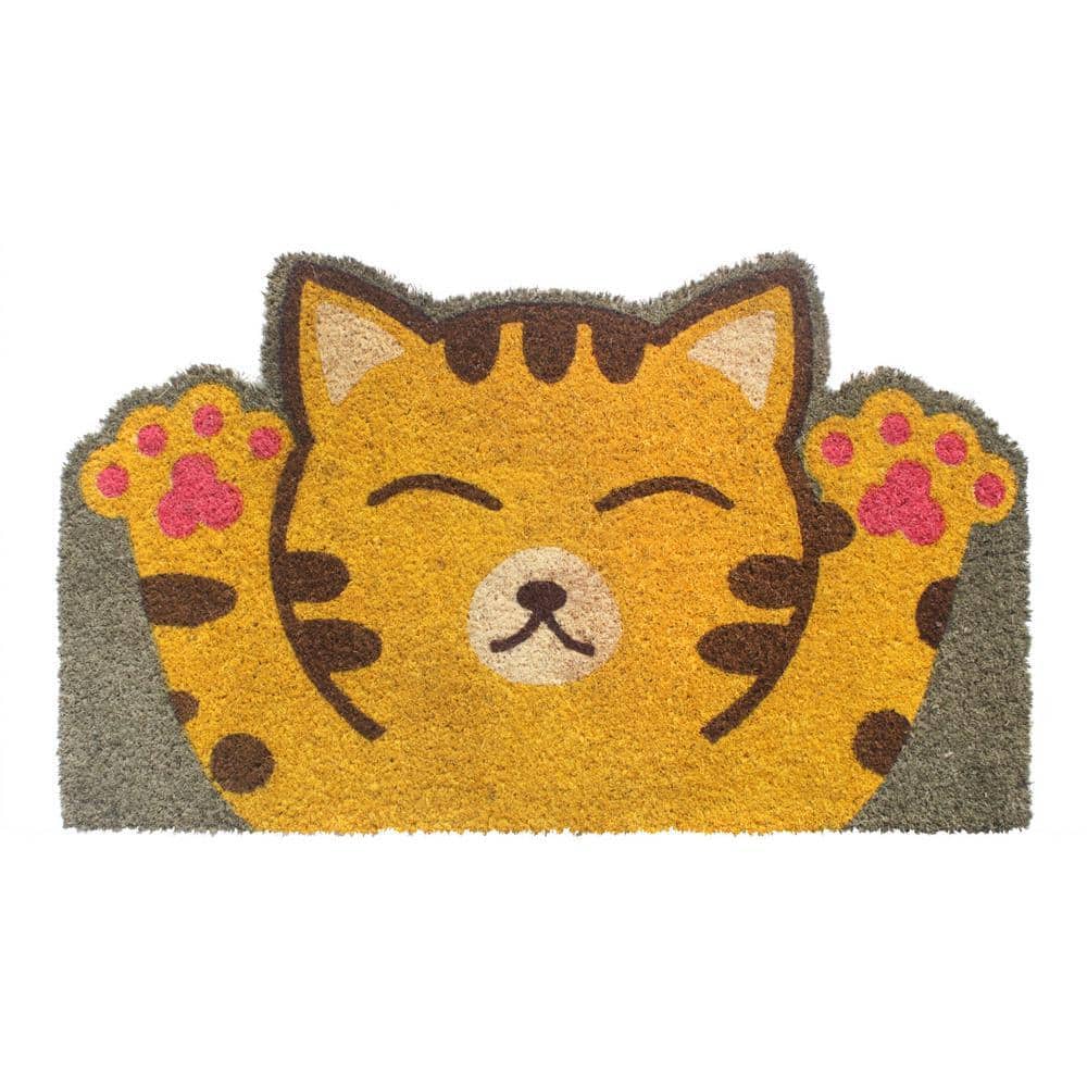 RugSmith Happy Cat Multi 30in. x 18in. Door Mat DM12591 - The Home