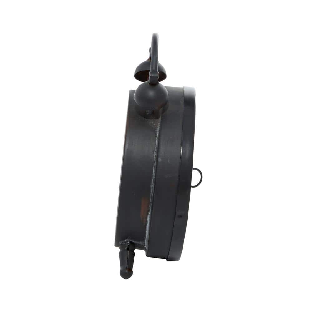 Vintage Brown Iron Clock with Decorative Bells