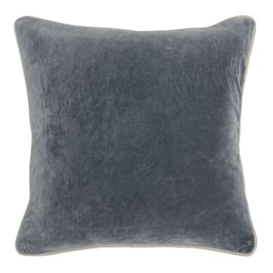 Gray Square Fabric Throw Pillow with Solid Color and Piped Edges 5 in. L x 18 in. W x 18 in. H