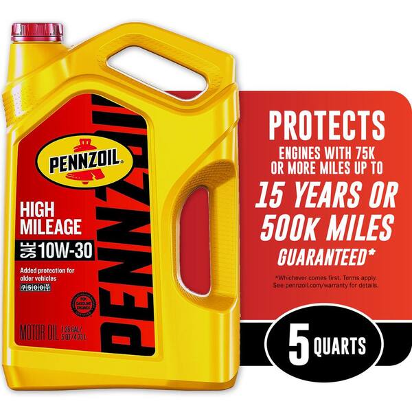 Pennzoil High Mileage SAE 10W-30 Synthetic Blend Motor Oil 5 Qt ...