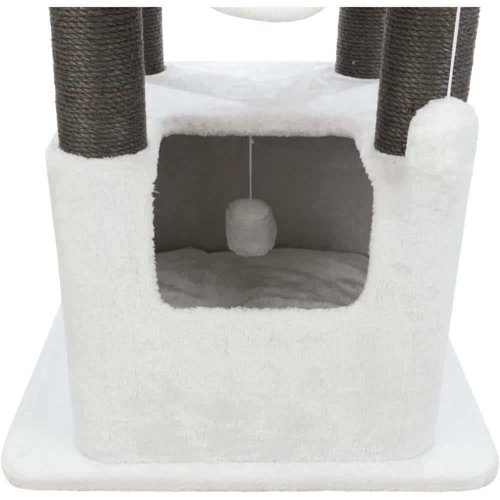 Gray and White Sisal Plush 3-Level Cat Tree with Condo