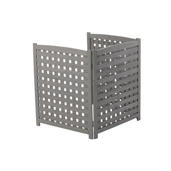 3-Panel 32in W x 38in H Outdoor Gray Solid Wood Air Conditioner Fence, Outside Wood Privacy Fence