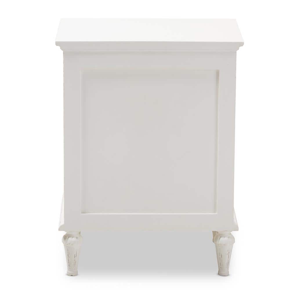 White Cedar 3-Drawer Nightstand with Tapered Legs