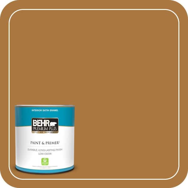 BEHR PREMIUM PLUS 1 qt. #M250-7 Blonde Wood Satin Enamel Low Odor Interior Paint & Primer