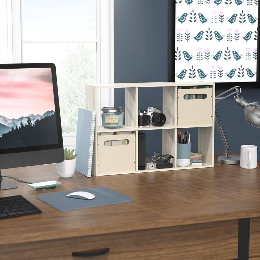 Bleached Walnut 6-Cube Mini Desktop Organizer