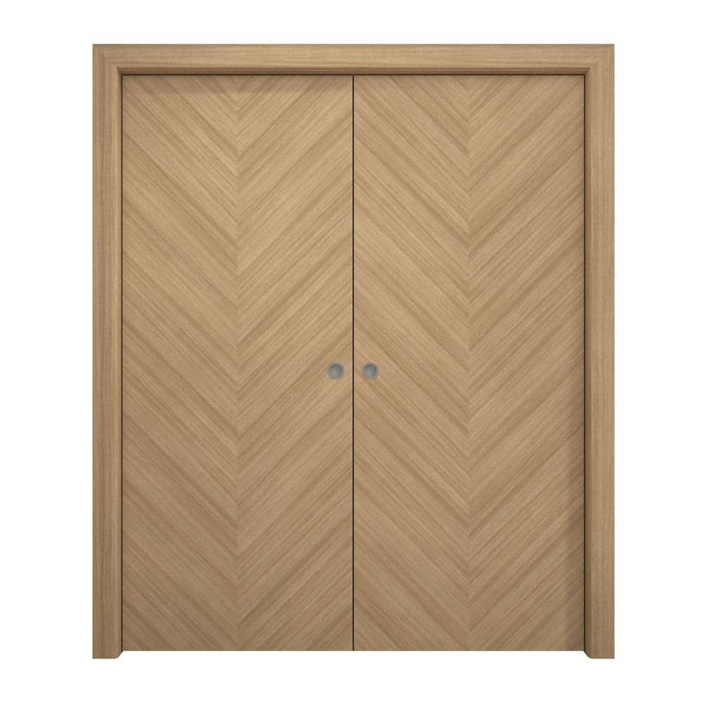 84 in. x 80 in. Natural Oak Solid Wood Double Pocket Doors With Hardware price history on PriceWatchPro