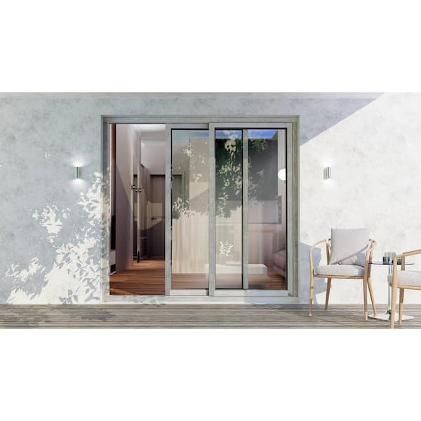 8166 72 in. X 80 in. Grey Color Left Hand Finished Metal-Plastic Patio Door