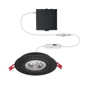 Ultra-Spot 4 in. Selectable New Construction and Remodel Color Canless Recessed Integrated LED Kit Black