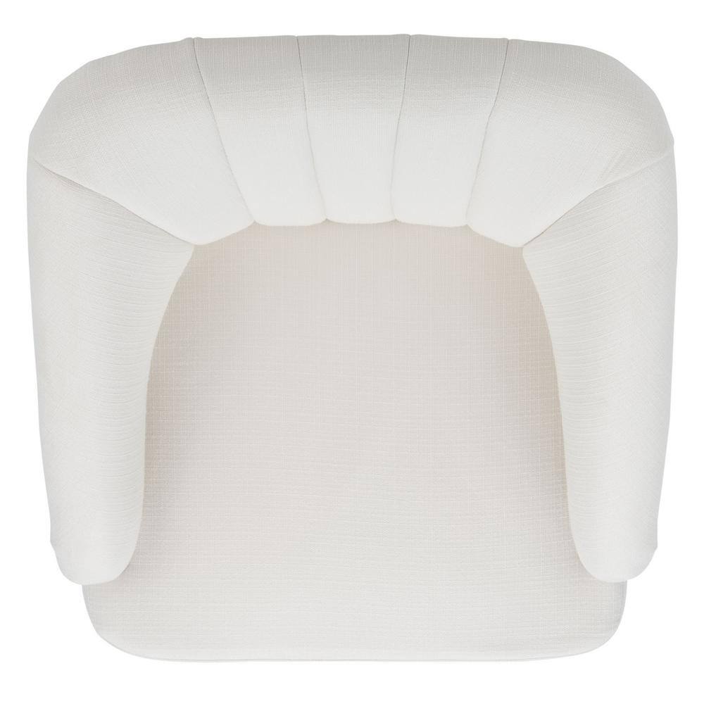 Sleek White Velvet Accent Chair with Walnut Flared Legs