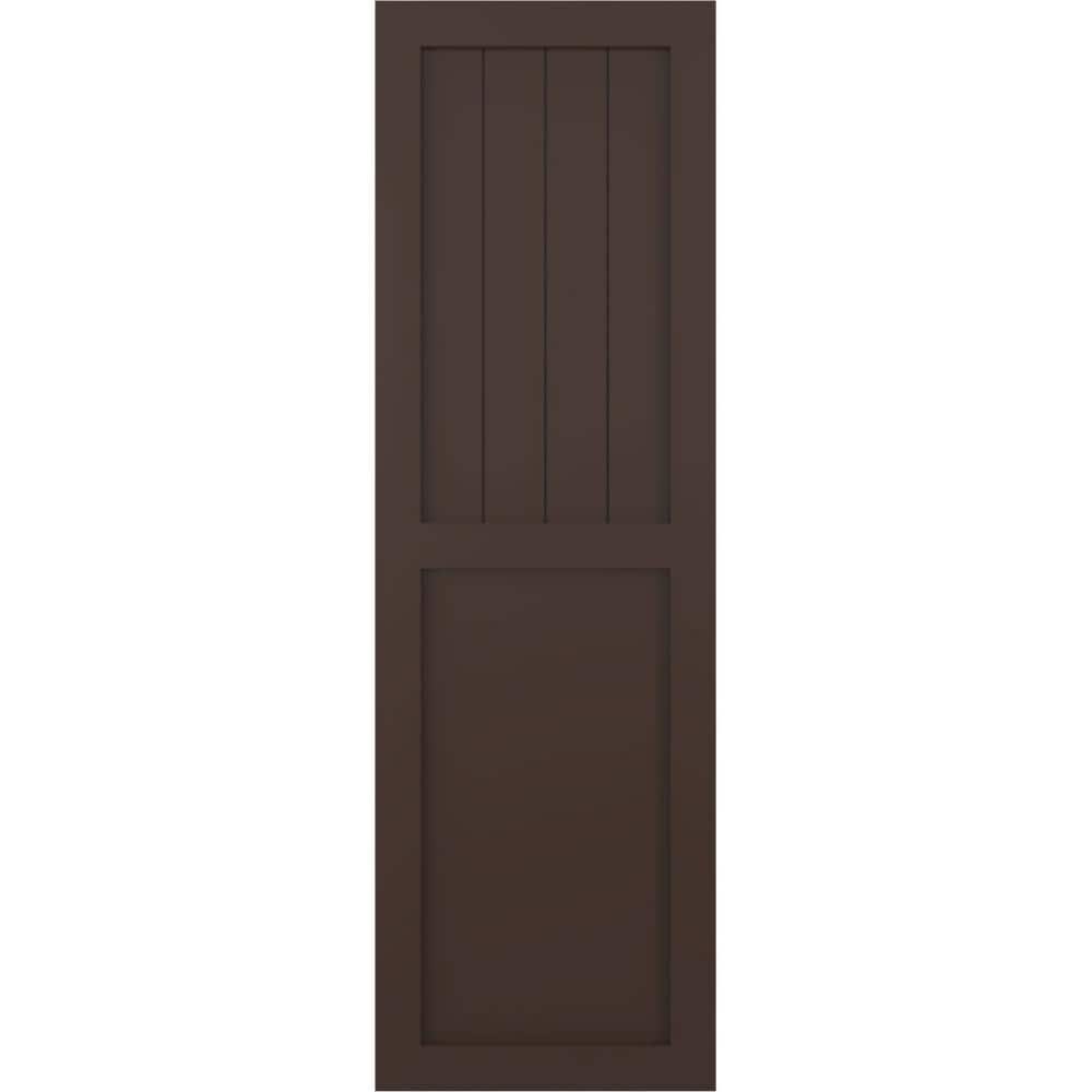 "12"" x 59"" True Fit PVC Farmhouse/Flat Panel Combination Fixed Mount Board and Batten Shutters, Raisin Brown (Per Pair)" price history on PriceWatchPro