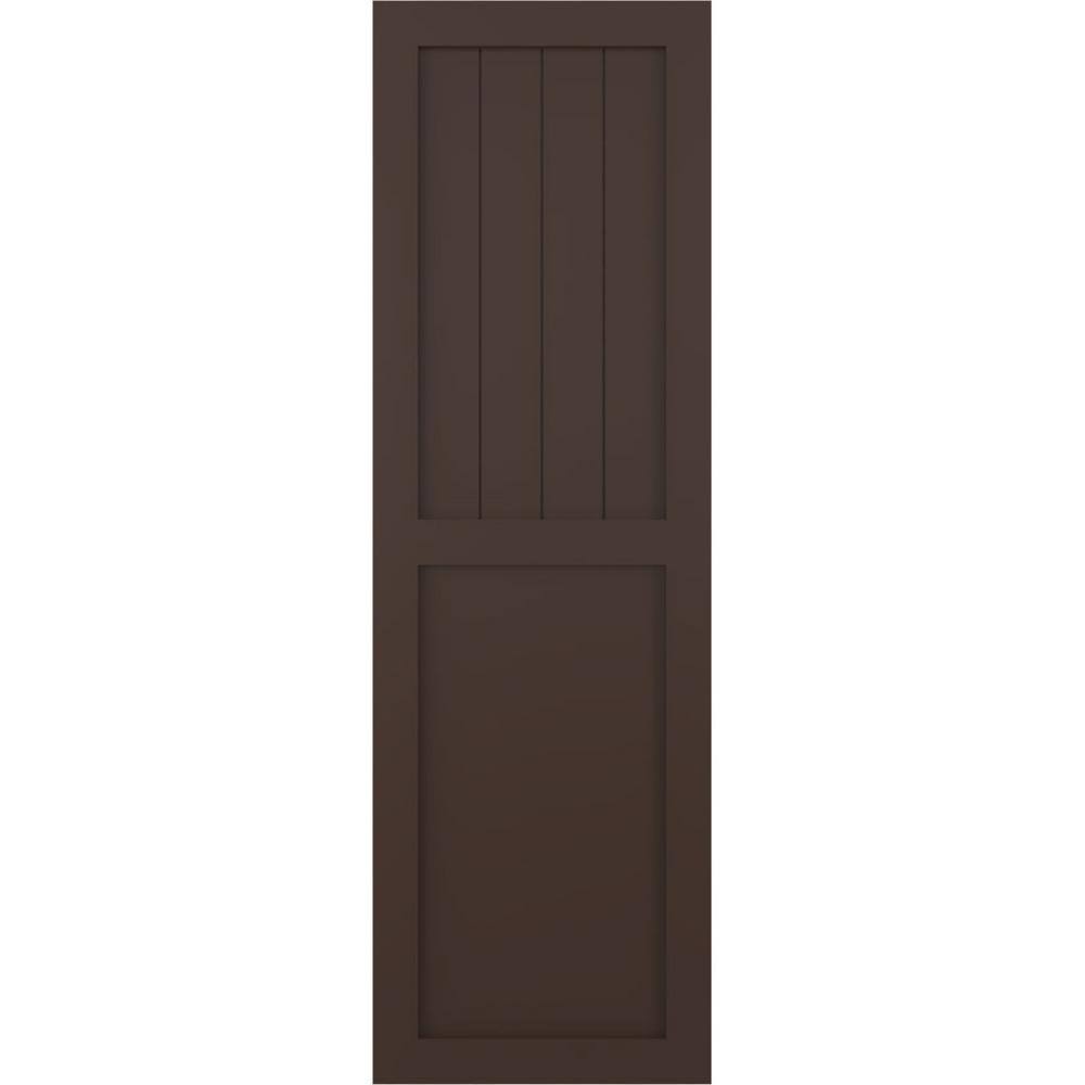 18 in. x 78 in. True Fit PVC Farmhouse/Flat Panel Fixed Mount Board and Batten Shutters Pair in Raisin Brown price history on PriceWatchPro
