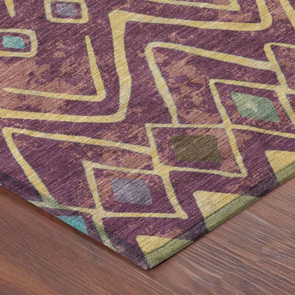 Chantille Machine Washable Indoor/Outdoor Abstract ACN2702 Eggplant 10 ft. x 14 ft. Area Rug
