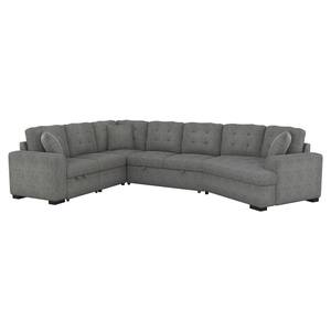 Delara 122.5 in. W 2-Piece Chenille Upholstery Sectional Sofa in Gray with 2 Throw Pillows