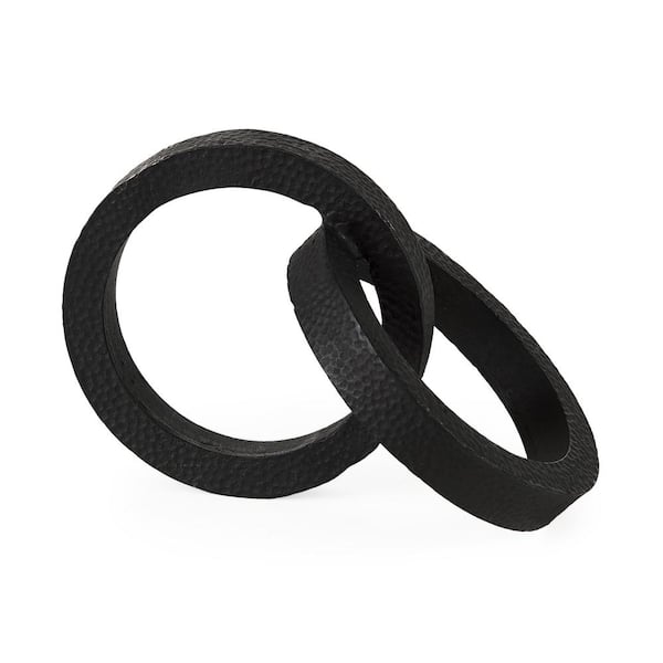 Mercana Rafiki 2-Blackened Hammered Finish Metal Conjoined Circles