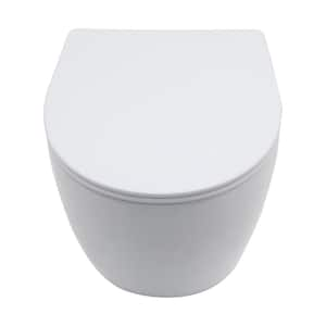 Wall Hung Round Toilet Bowl Only in White with Lid and Seat