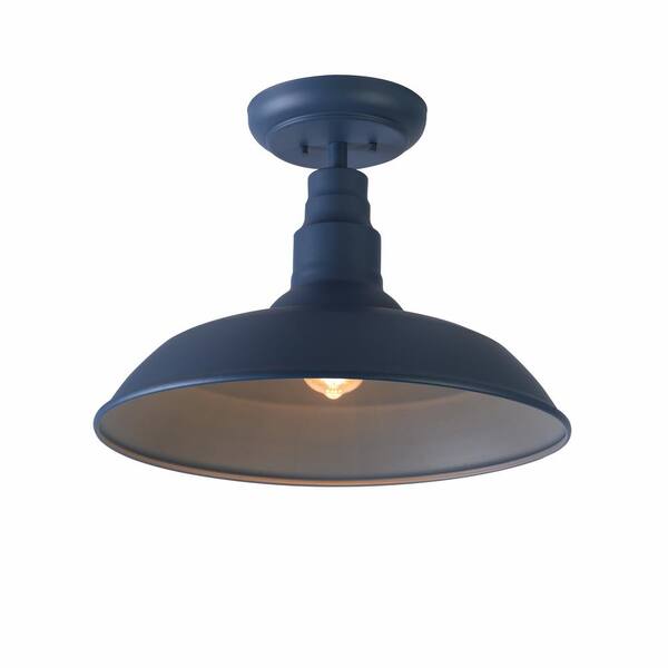 Home Decorators Collection Bell Ridge 18 in. 1-Light Blue Semi-Flush Mount