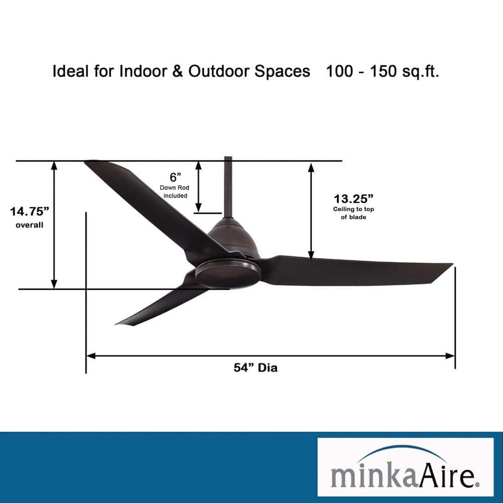 54" Kocoa Low Profile 3-Blade Ceiling Fan with Remote
