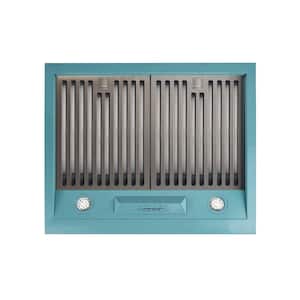 Classic Retro 24 in. 500 CFM Ducted Under Cabinet Range Hood with LED Lighting in Ocean Mist Turquoise