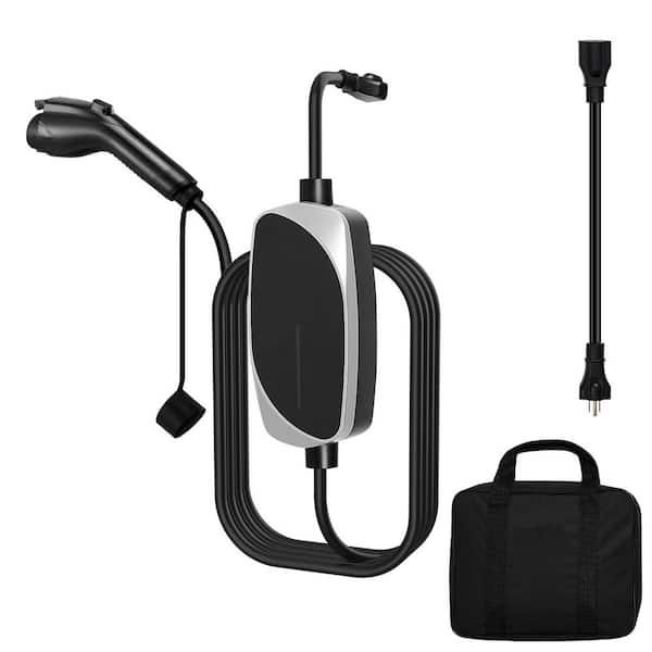 Level 1&2 EV Charger 16 Amp Electric Vehicle Charger 25ft. Charging Cable 120V-240V NEMA 6-20P Plug NEMA 5-15 Adapter