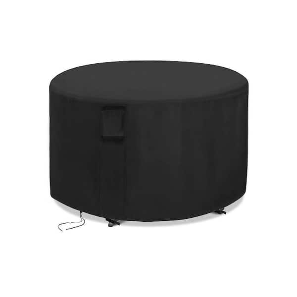 42 x 28 Inch Black Round Outdoor Table Cover Waterproof Oxford All Weather Resistant Furniture Protection