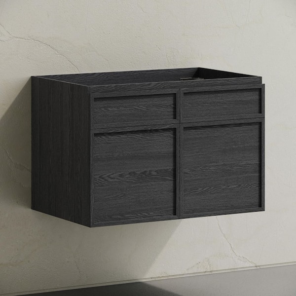 St. Tropez 30 in. Wall-Mounted Bath Vanity Cabinet without Top in Black Oak