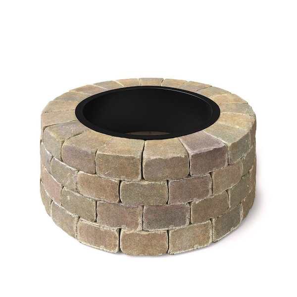 Grand 4-Course 48 in. W x 16 in. H Round Concrete Wood Fire Pit Kit in Santa Fe