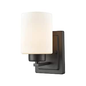 Summit Place 1-Light Oil Rubbed Bronze With Opal White Glass Bath Light