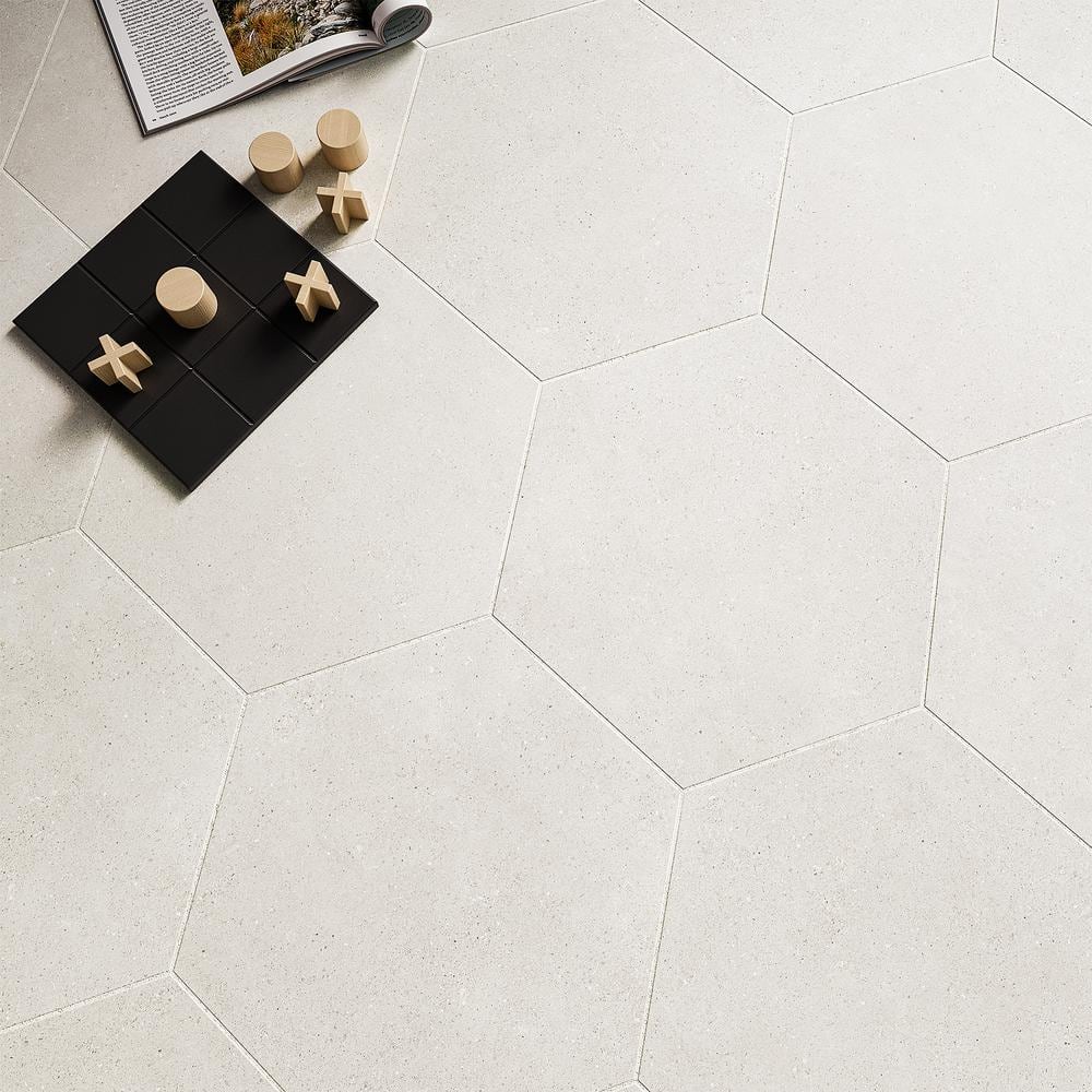 Bower Hex White Matte Porcelain Hexagon Floor and Wall Tile