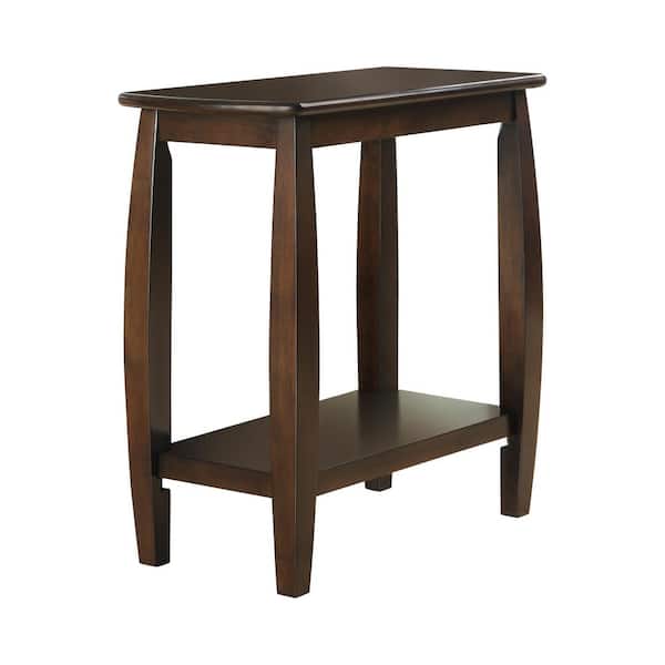 Coaster Chairside Table with Bowed Legs and Storage Shelf Cappuccino