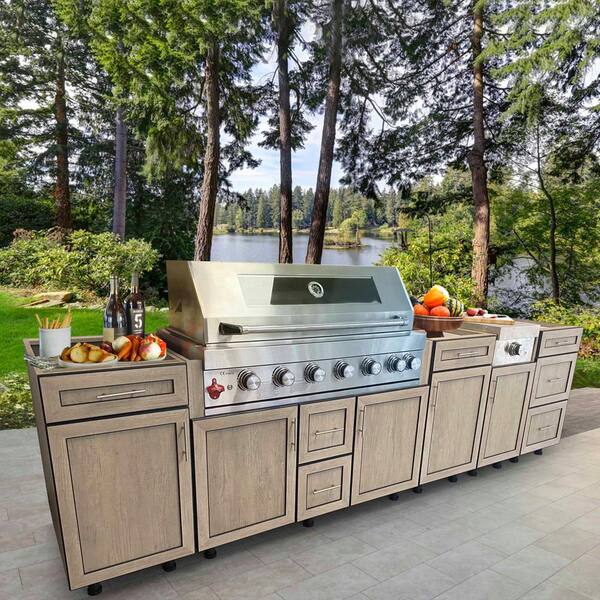 Homlux Aluminum 5 Piece 117 In X 34 3 28 Outdoor Kitchen Cabinet Set Preassembled Cabinetry Bbq2 Ge Outdoor Kitchen Cabinet Set, Sears Outdoor Kitchen Island