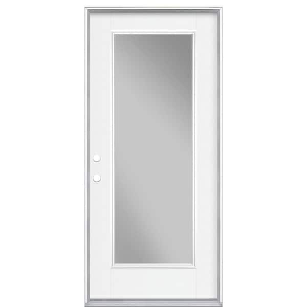 Masonite 32 in. x 80 in. Premium Full Lite Left Hand Inswing Primed Steel Prehung Front Exterior Door No Brickmold