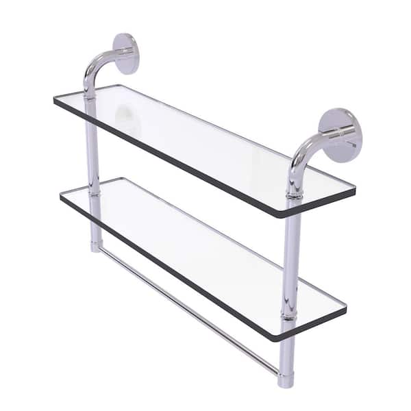 Allied Brass Remi Collection 22 in. 2-Tiered Glass Shelf with Integrated  Towel Bar in Polished Chrome RM-2-22TB-PC The Home Depot